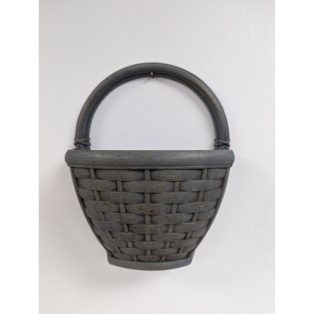 Vintage Homco Blue Wall Pocket Woven Basket 6090 for Artificial Flowers Foliage